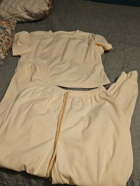 Cream Two-Piece Loungewear Set